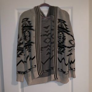 White and Black baggie cardigan with hood